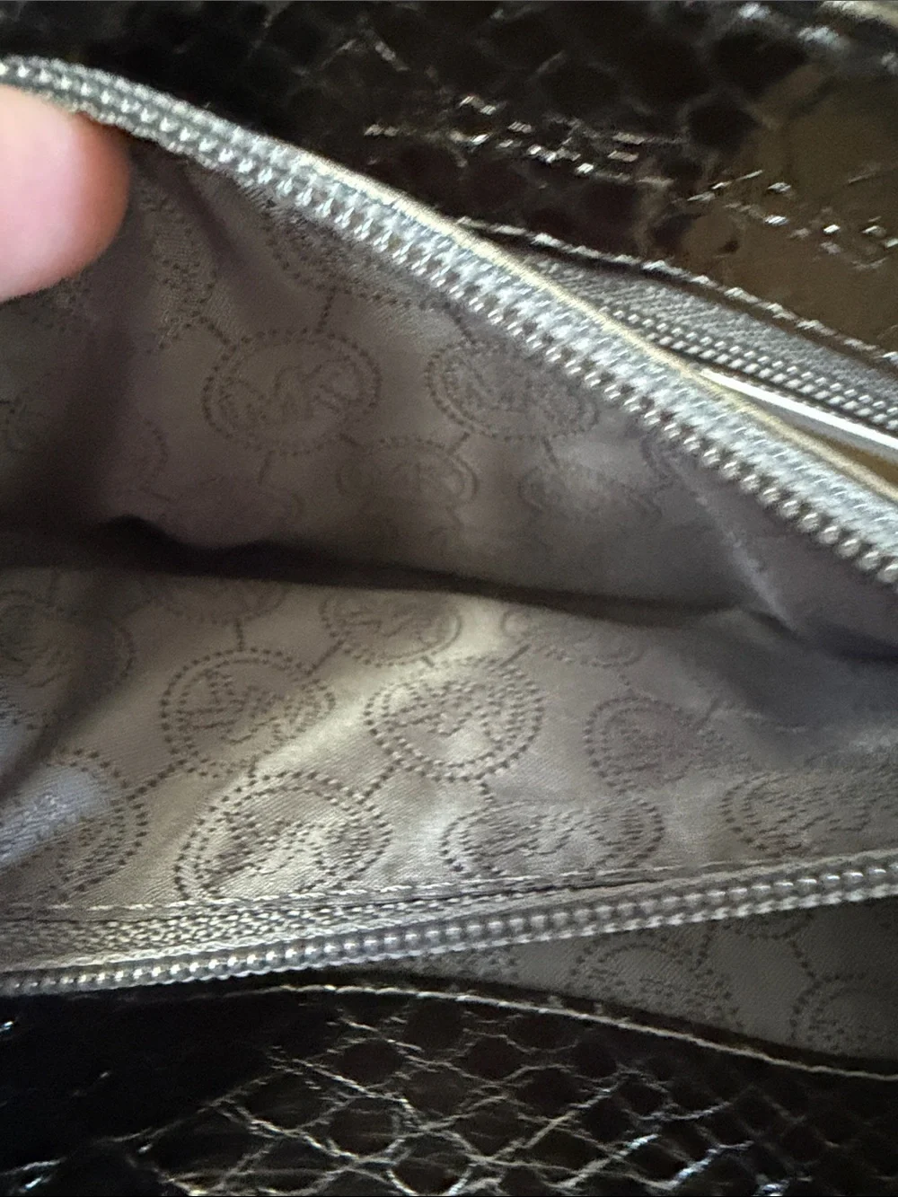 Michael Kors Silver Metallic Snake-Embossed Crossbody Bag NWOT